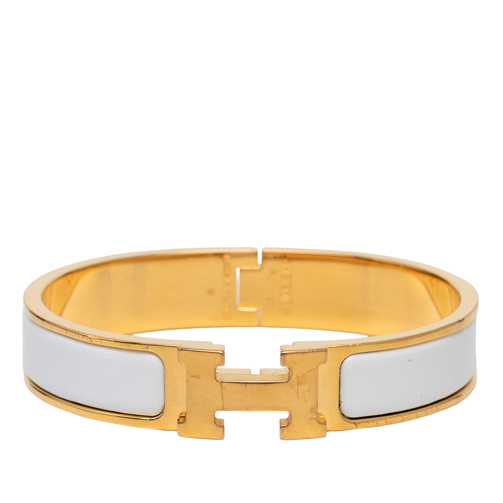 Pre-Loved Hermes Narrow Enamel Clic H Bracelet PM